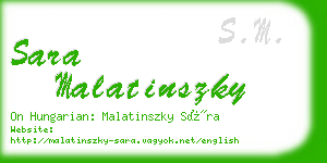 sara malatinszky business card